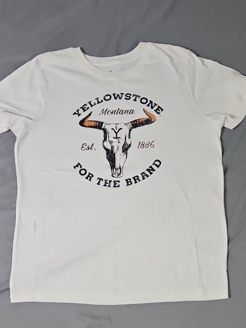 Yellowstone Montana Kids White Graphic Tee - Bull Skull Design